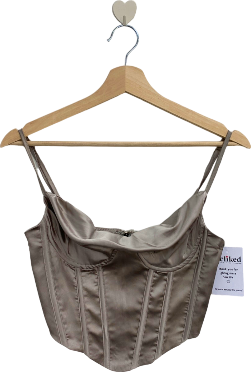 Fashion Nova Beige Bustier Crop Top XS UK 4-6