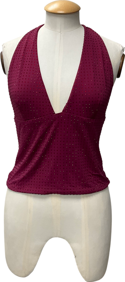 White Fox Purple Burning Bridges Halter Neck Top UK L