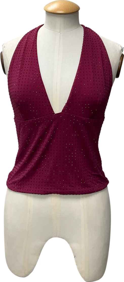 White Fox Purple Burning Bridges Halter Neck Top UK L