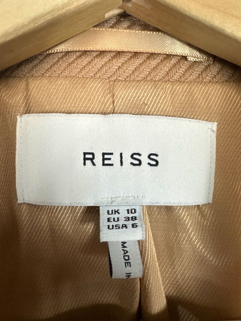 REISS Beige Double-Breasted Blazer UK 10