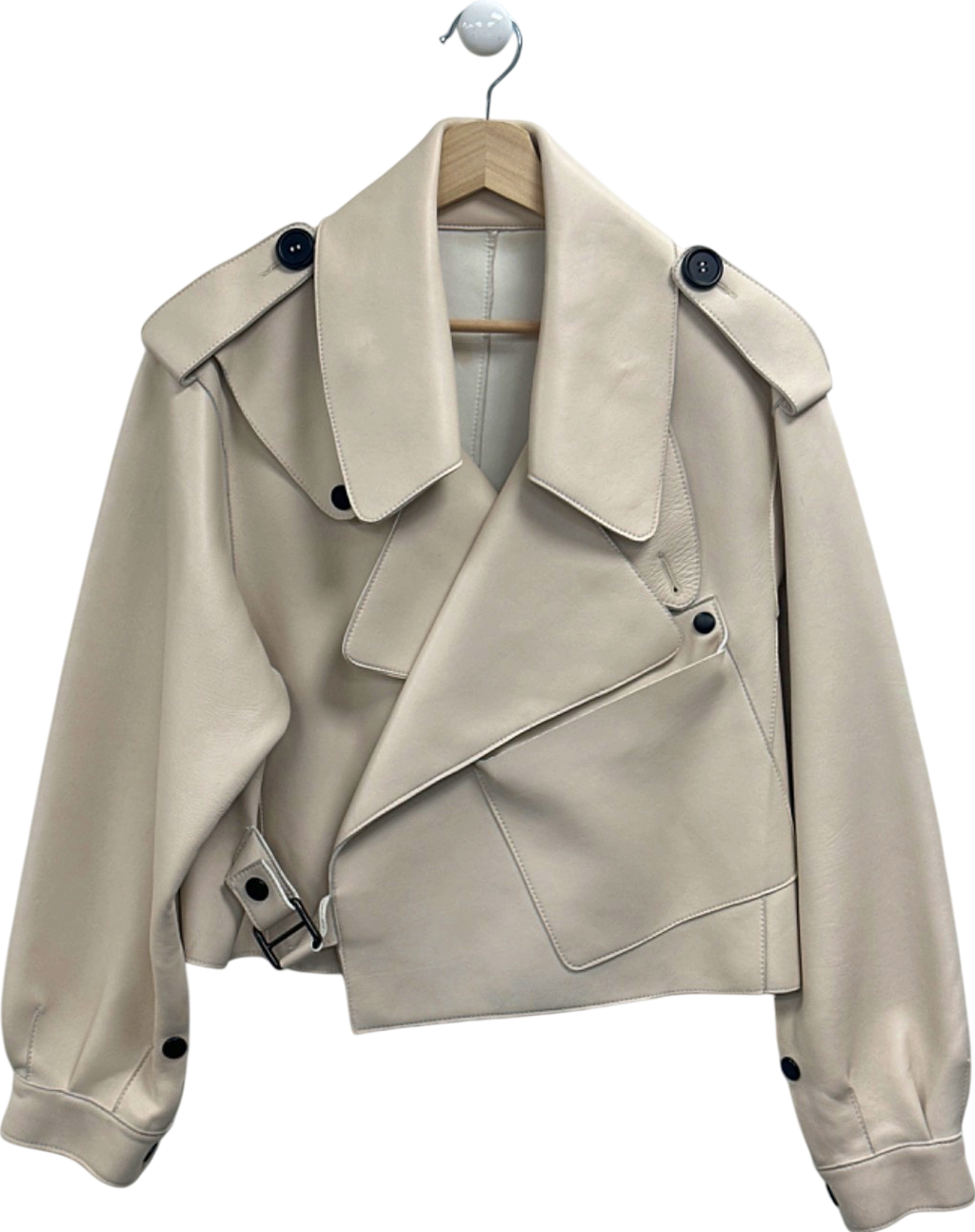 Cream Cropped Trench Coat UK S