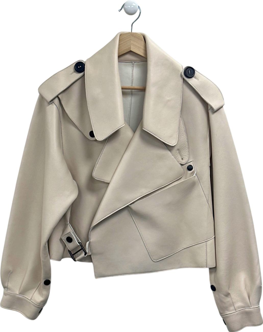 Cream Cropped Trench Coat UK S