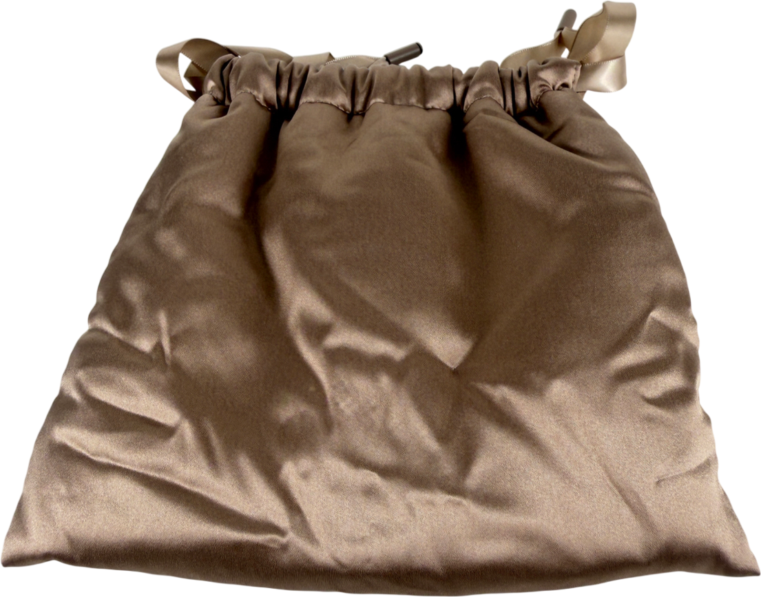 BY MARIO Brown Satin Drawtstring Pouch One Size