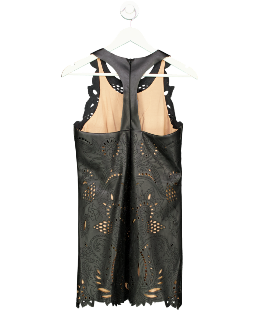 Anthropologie Black Sleeveless Faux Leather Cutout Mini Dress UK XS