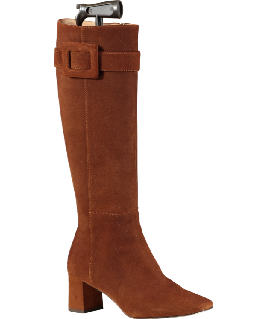 LK Bennett Brown Carlotta Block Heel Suede Knee High Boots UK 4 EU 37 👠
