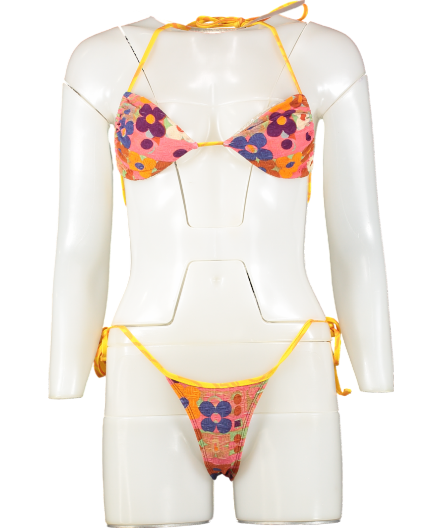 Free People Multicoloured Floral Pint Bikini Set UK S