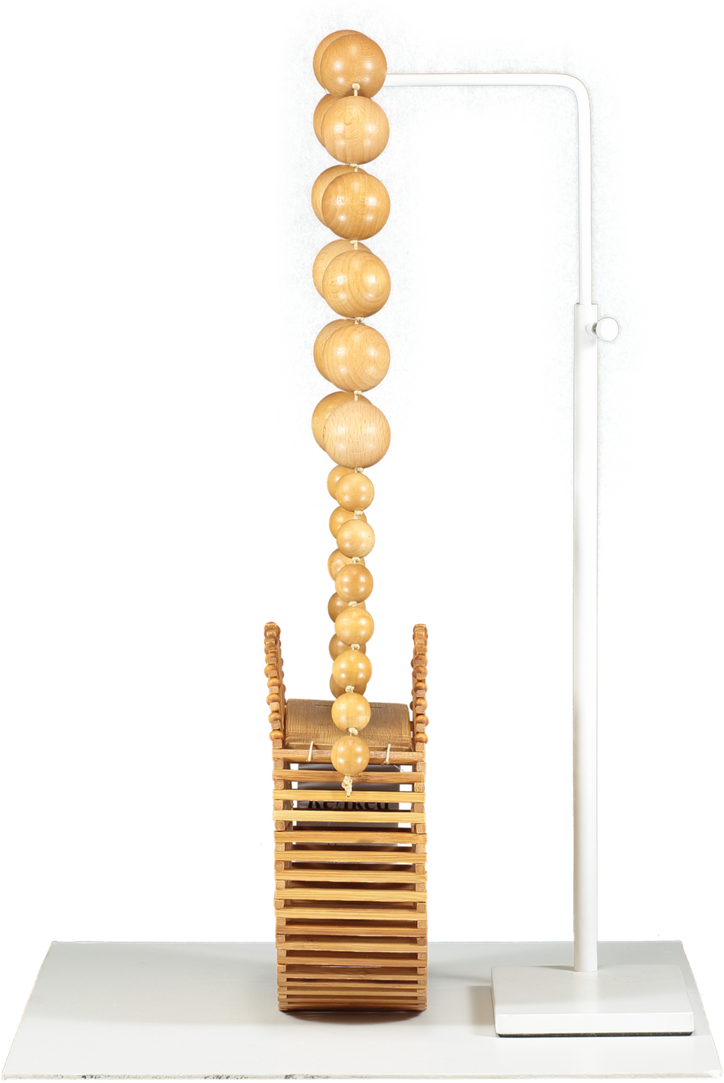 Cult Gaia Beige Round Bamboo Beaded Strap Luna Bag