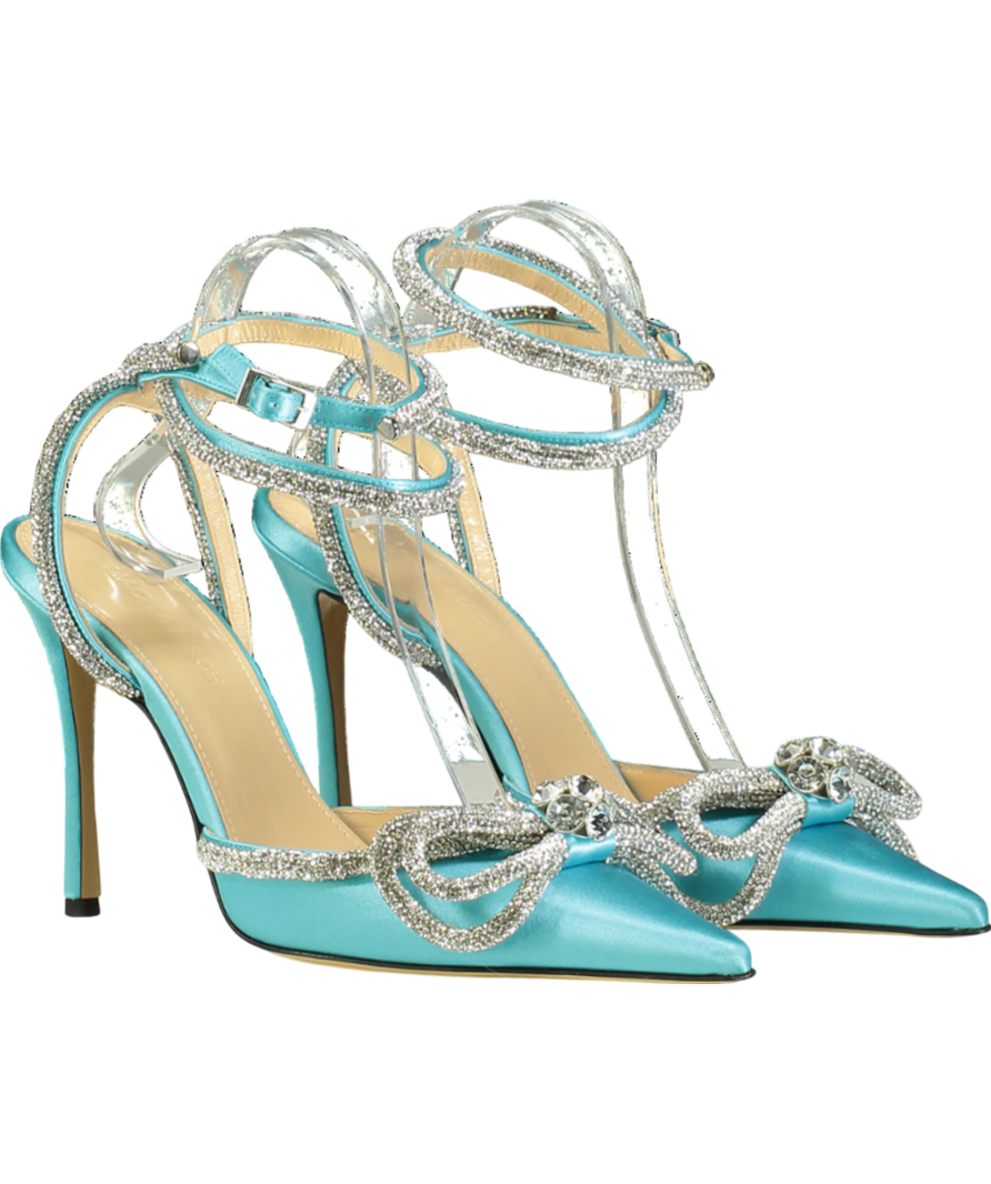 Mach & Mach Blue Crystal-embellished Low-heel Pumps UK 5 EU 38 👠