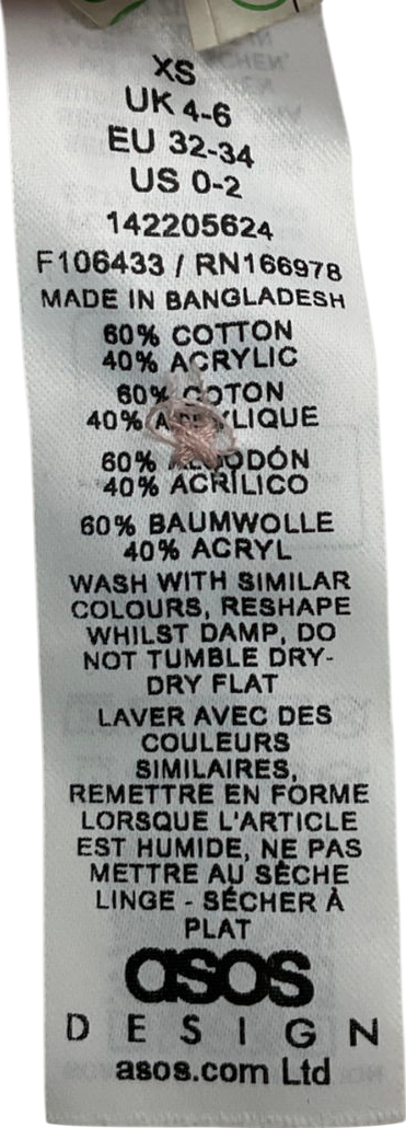 ASOS Pink Crew Neck Cardigan With Puff Sleeve UK XS