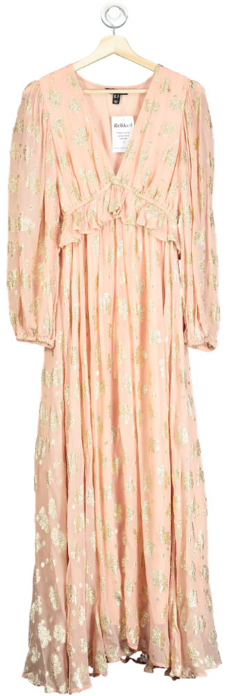New Look Pink Gold Floral Maxi Dress UK 12