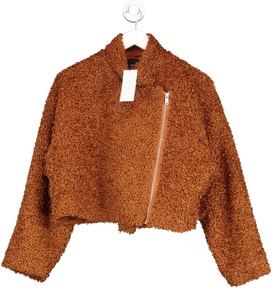 French Connection Iren Faux Fur Cropped Jacket In Glazed Ginger UK M