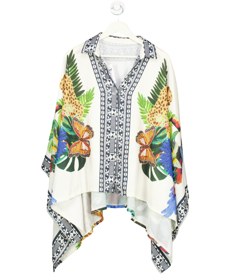 White Tropical Print Shirt One size