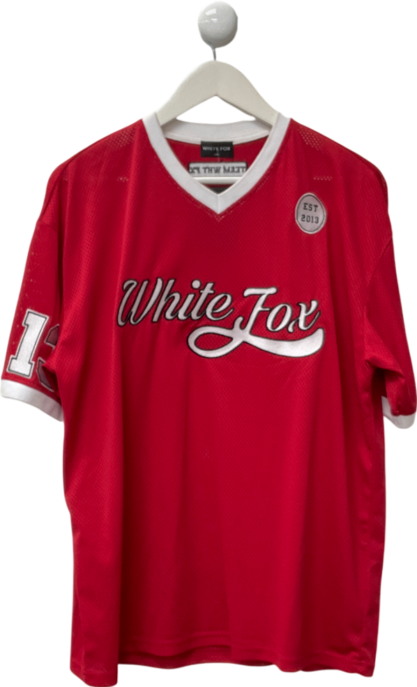 White Fox Red Hit A Home Run Oversized Jersey UK S/M