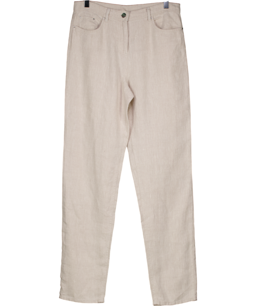 The White Company Beige Classic Tailored Linen Trousers UK 6