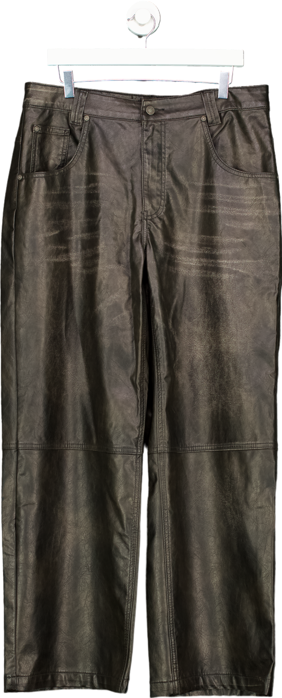 Jaded London Black Faux Leather Jeans W32