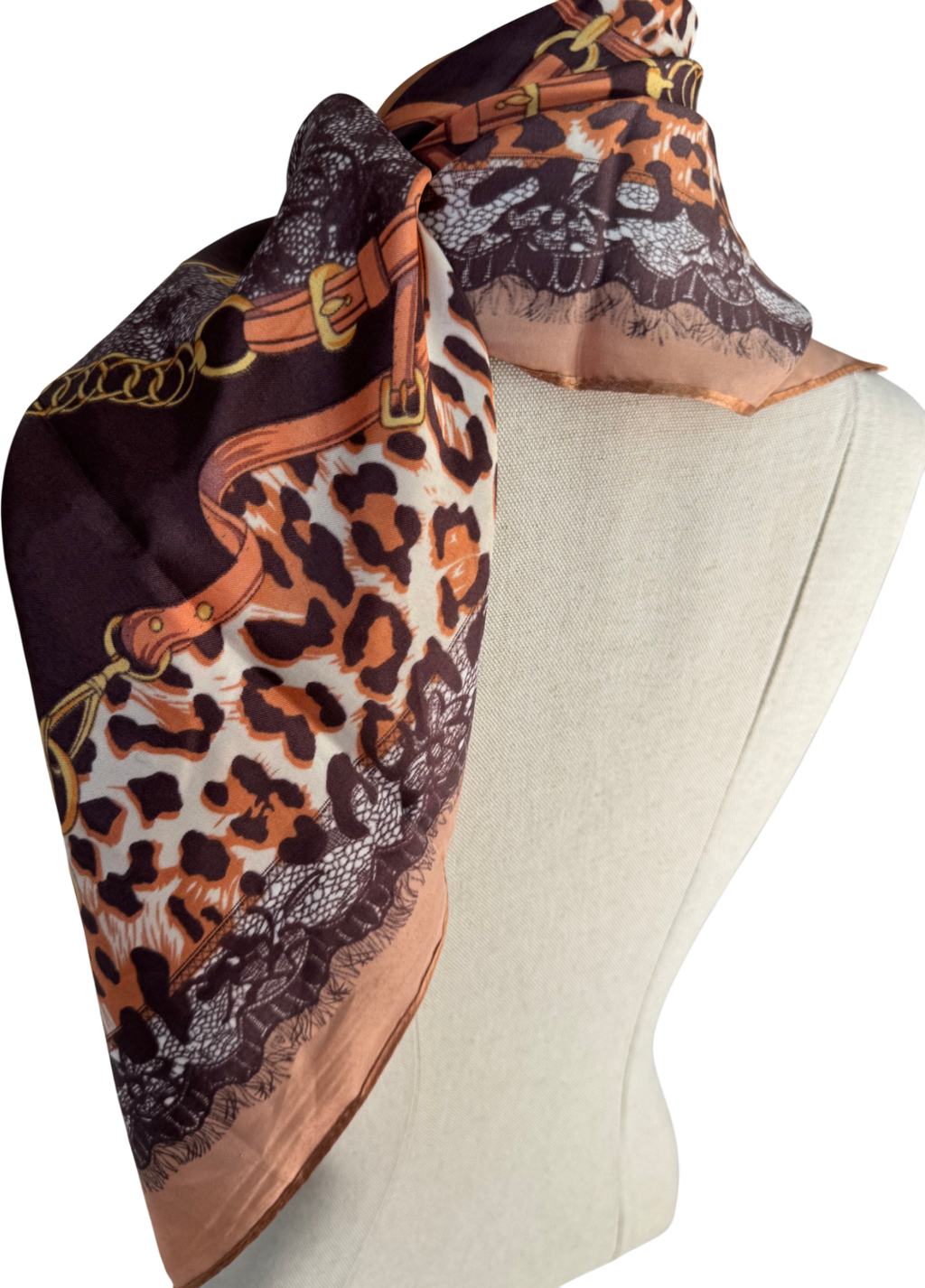 Brown Printed Scarf One Size