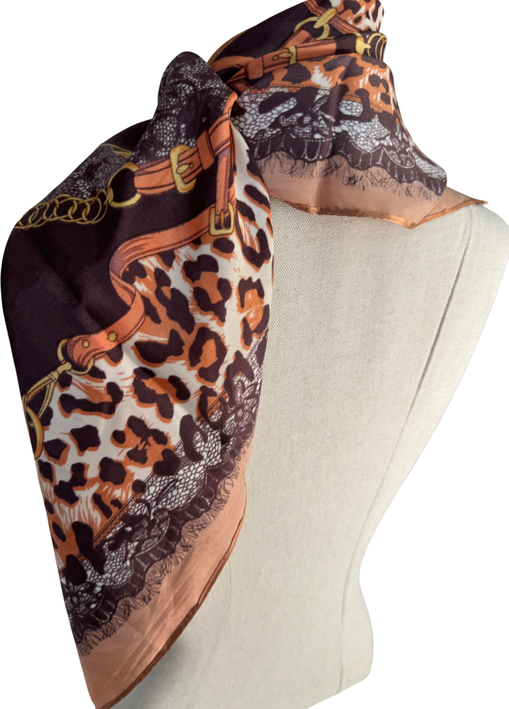 Brown Printed Scarf One Size