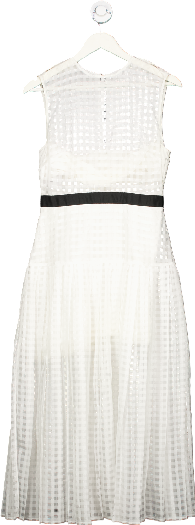 Self-Portrait White Sleeveless Midi Dress with Mesh Overlay UK 12