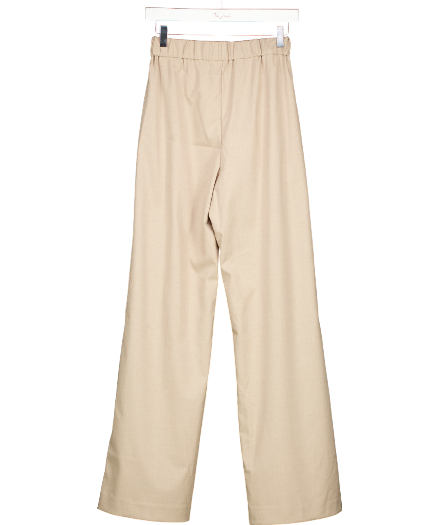 MANGO Beige Wideleg Trousers With Elastic Waist UK S