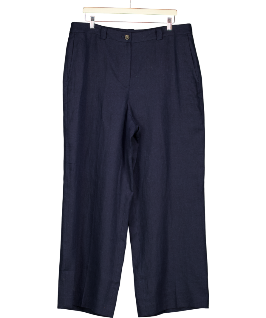 Boden Blue Linen Wide Leg Trousers UK 18