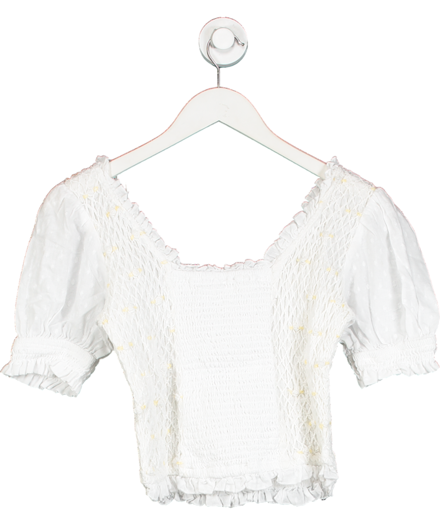 Free People White Cecelia Top UK XS