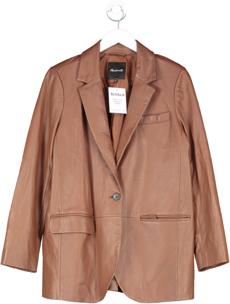 Madewell Brown The Larsen Blazer In Leather UK L
