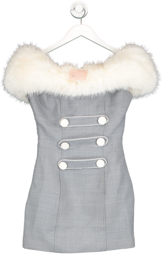 Nana Jacqueline Grey Lana Fur Lined Dress UK S