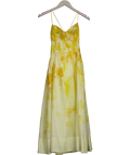 Karen Millen Yellow Petite Silk Cotton Trailing Floral Strappy Midi Dress UK 4
