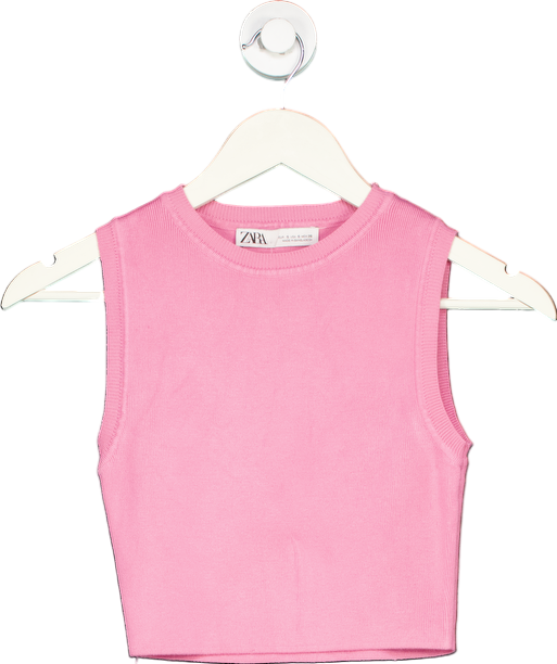 Zara Pink Sleeveless Crop Top UK S