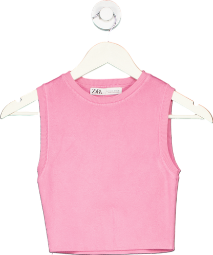 Zara Pink Sleeveless Crop Top UK S