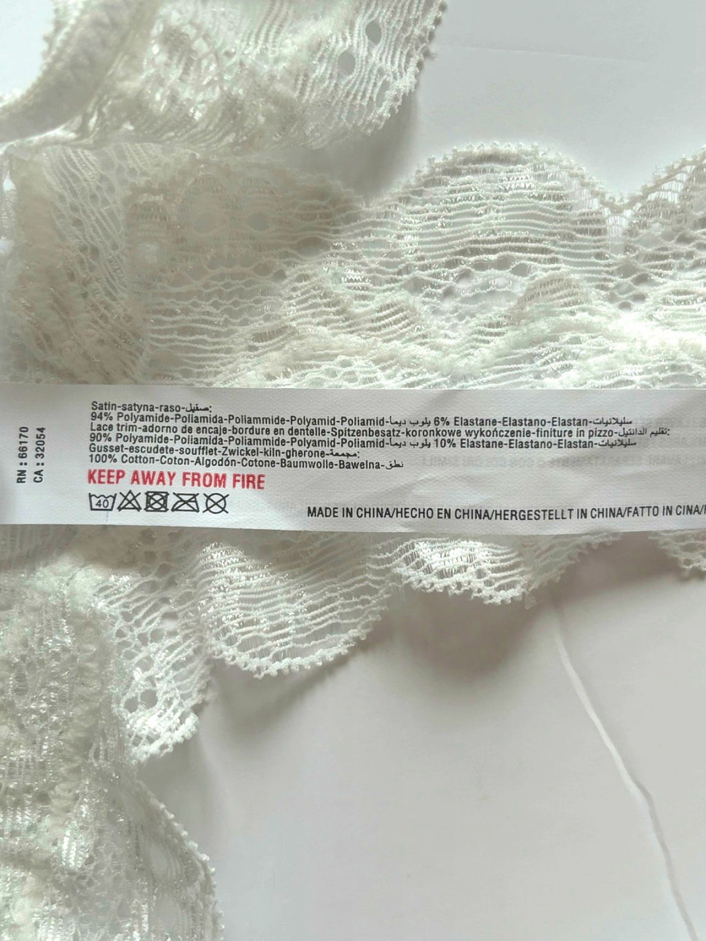 Out From Under White Satin Lace Thong UK XL