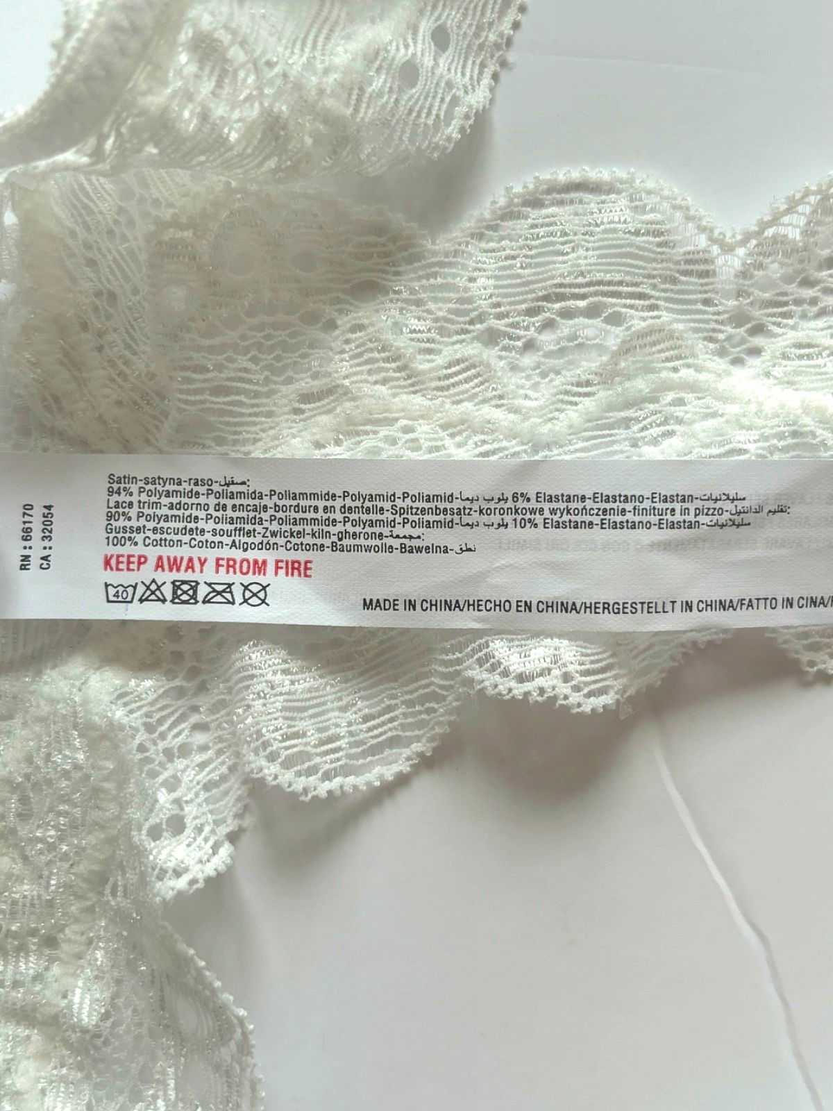 Out From Under White Satin Lace Thong UK XL