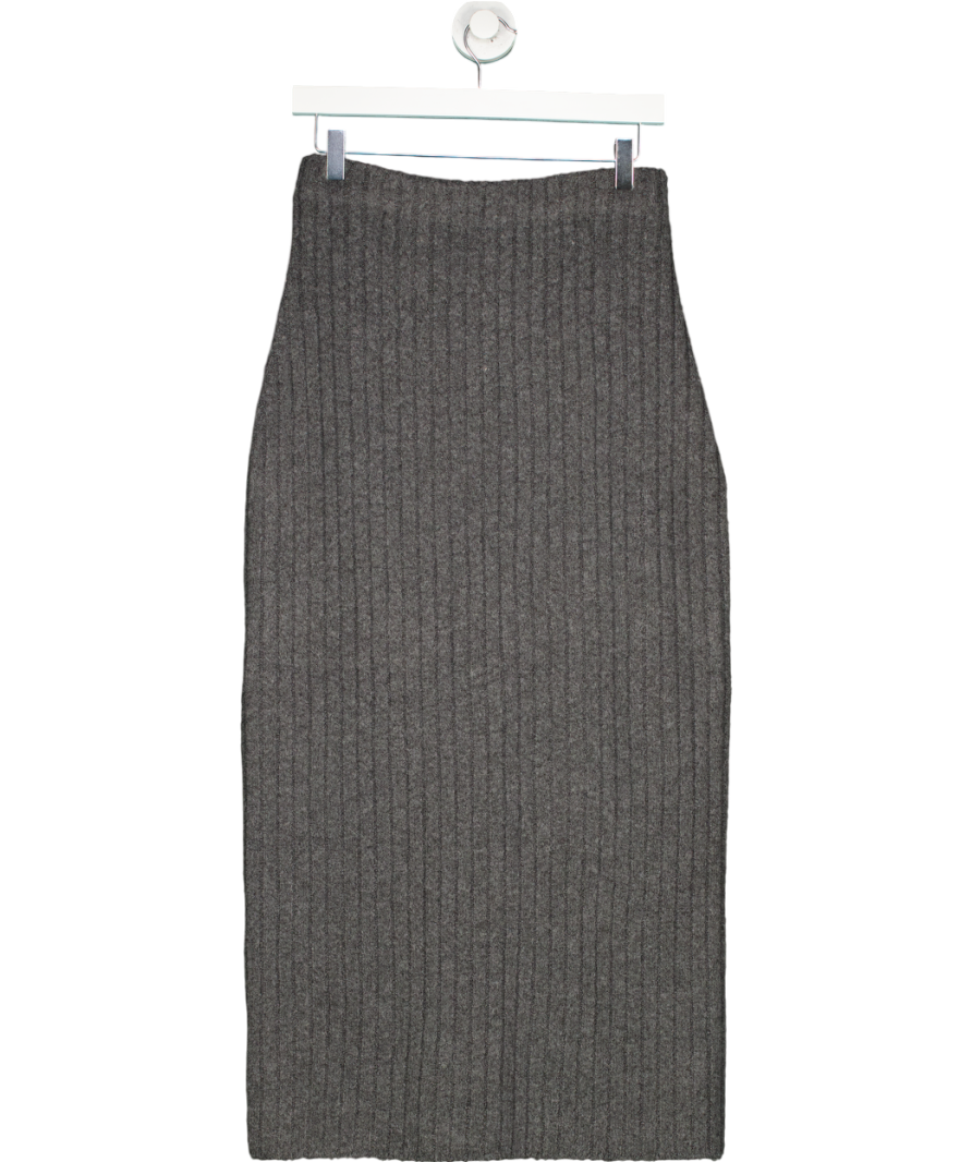 Oak + Fort Grey Ribbed Knit Midi Skirt UK M