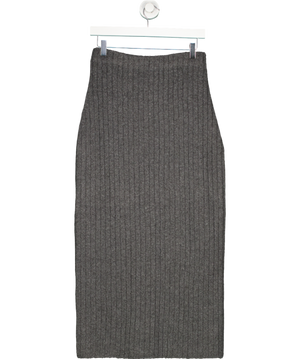 Oak + Fort Grey Ribbed Knit Midi Skirt UK M
