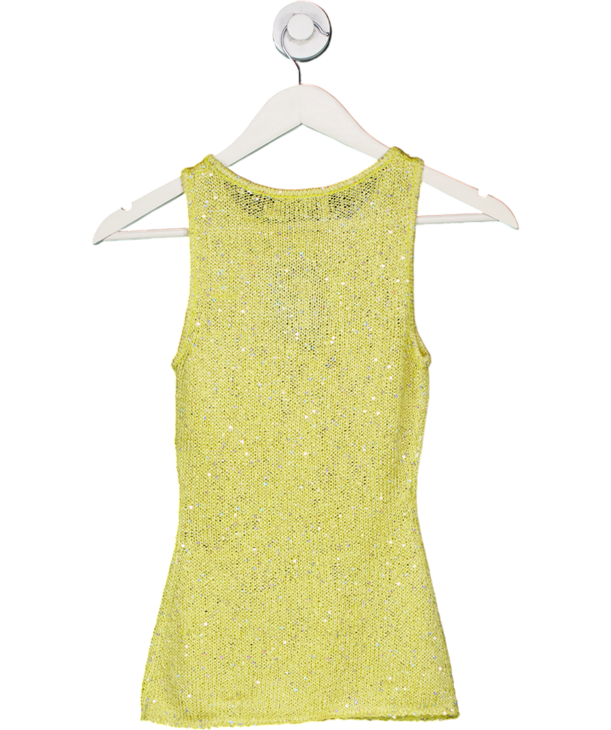 ASTA RESORT Yellow Asta Resort Ana Top In Chartreuse Sequin UK XS