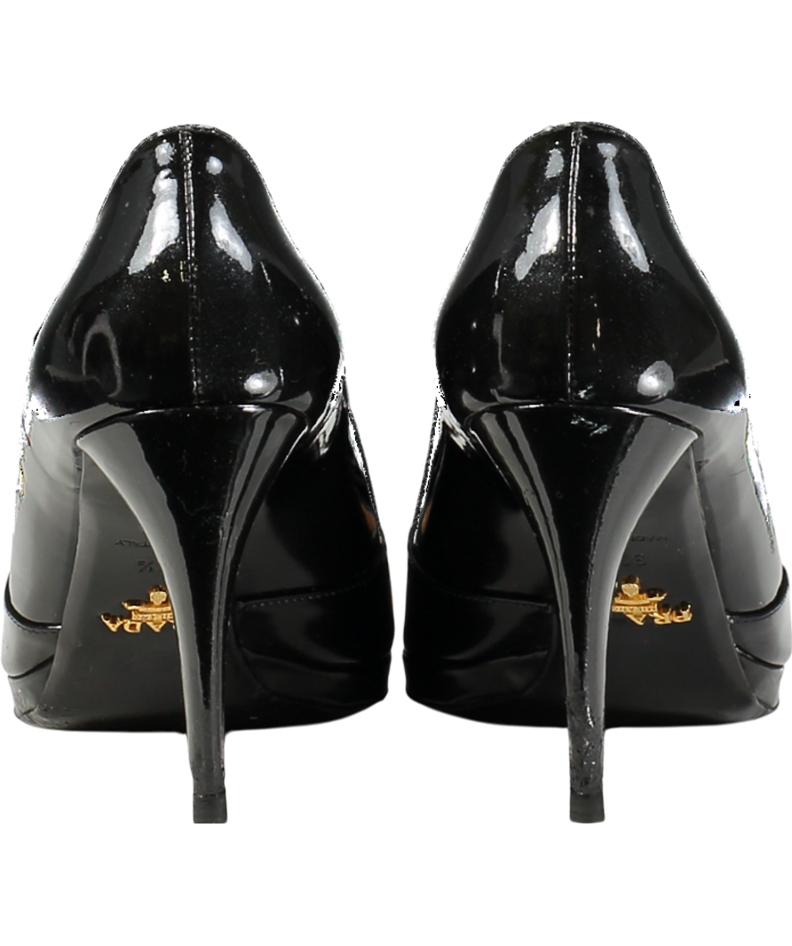 Prada Black Patent Peep-toe High Heel Pumps UK 4.5 EU 37.5 👠