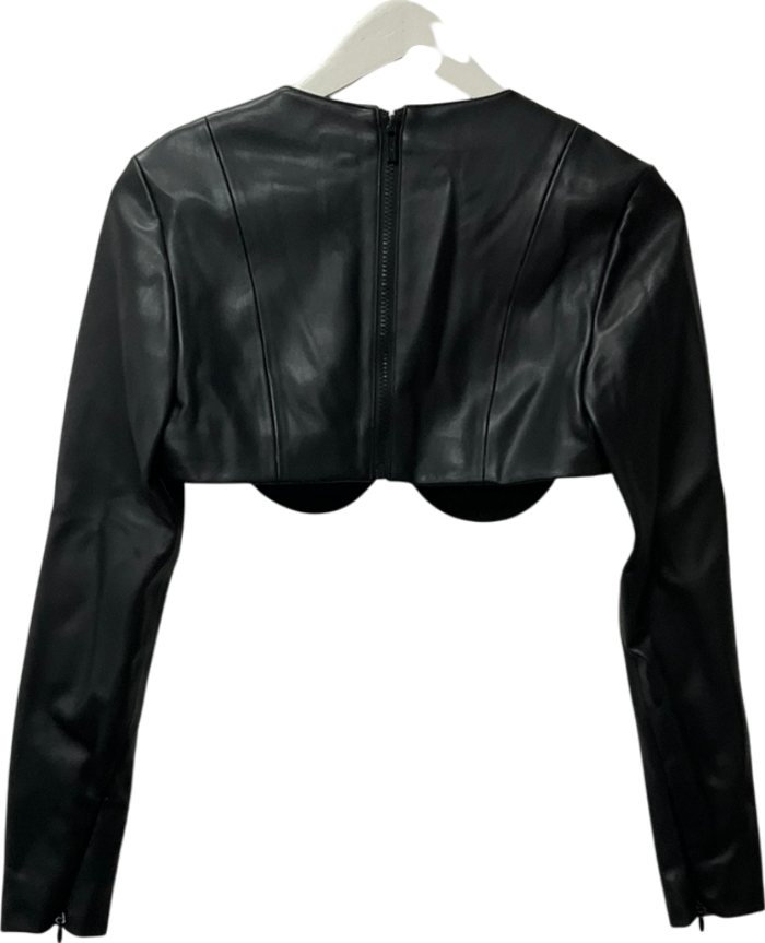 House of CB Esme Black Vegan Leather Shaped Bust Top UK M