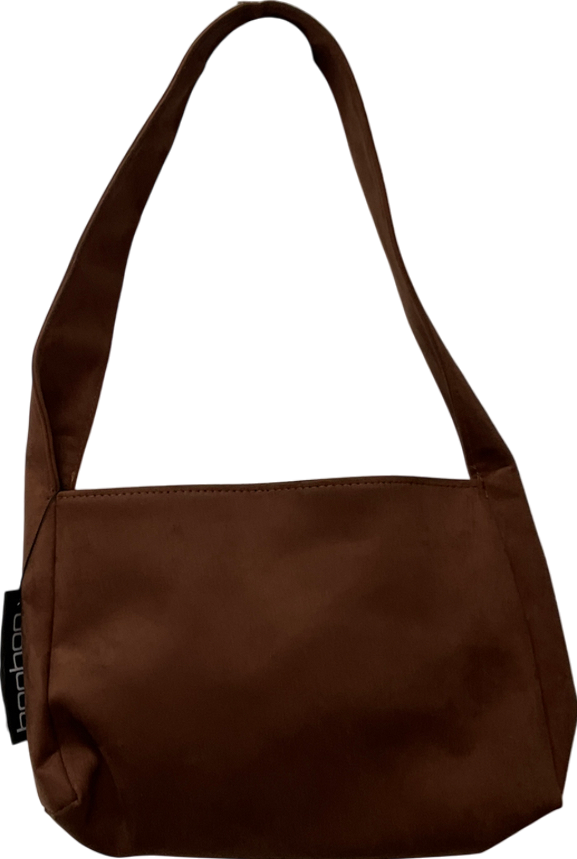 boohoo Brown Faux Suede Slouchy Shoulder Bag One Size