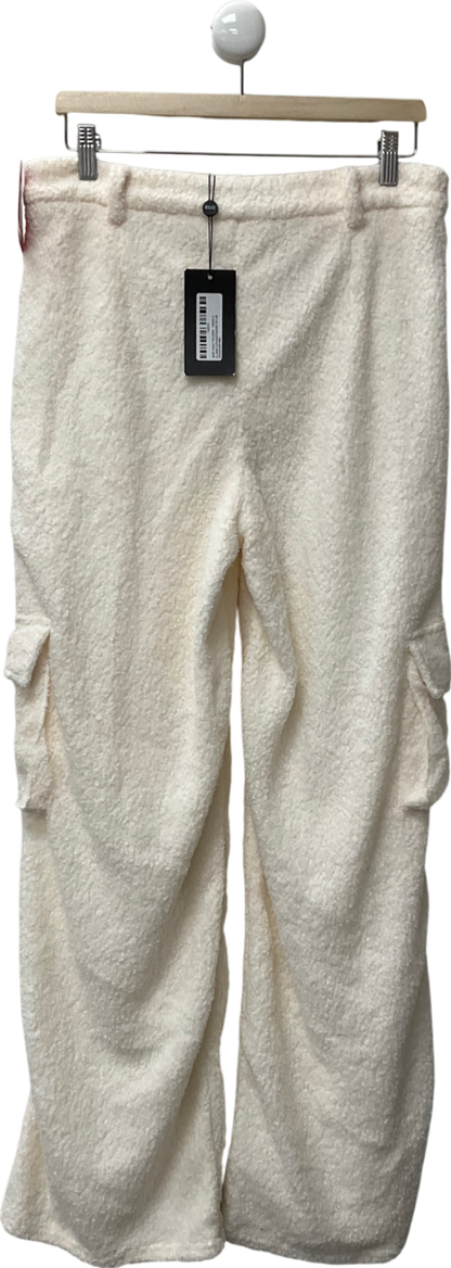 Ego White High Waist Wide Leg Cargo Trousers In Cream Teddy Borg UK 14