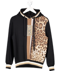 Dolce & Gabbana Black & Leopard Two-tone Knit Hoodie It44 UK XS