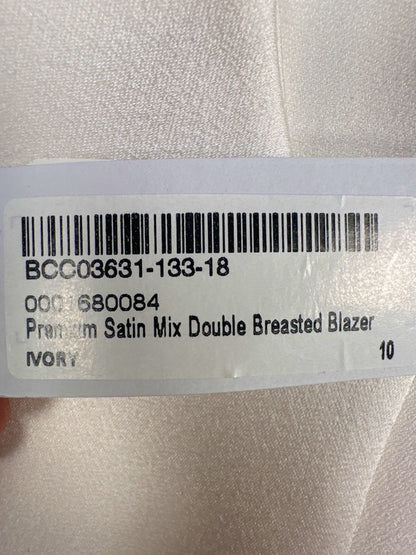 Coast Ivory Premium Satin Mix Double Breasted Blazer UK 10