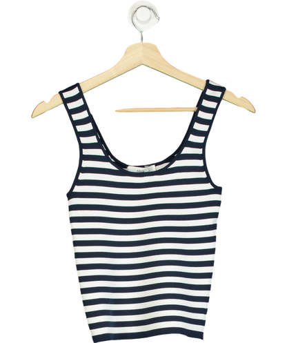 MANGO White Scoop Neck Stripe Top UK S