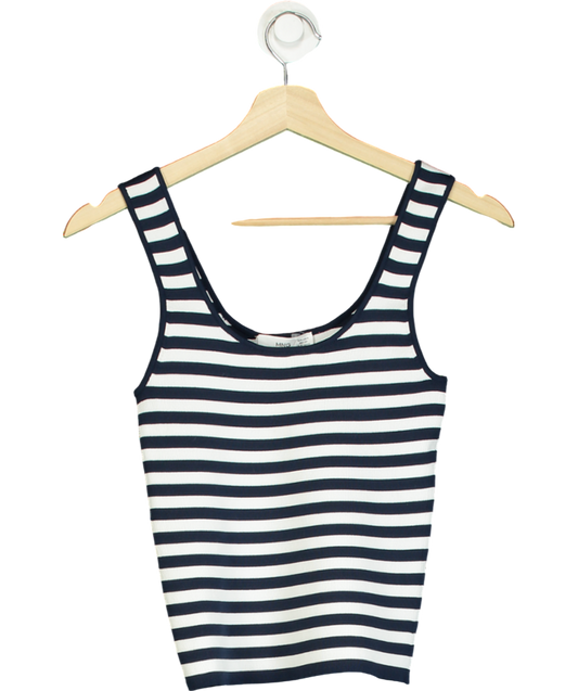 MANGO White Scoop Neck Stripe Top UK S