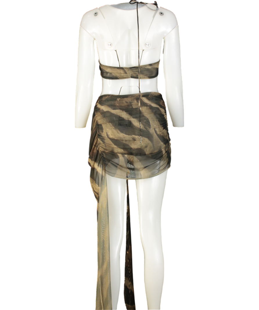 Jaded London Green Mottled Mesh Serpent Mini Dress UK 6