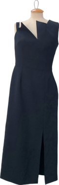 Filiarmi Black Asymmetrical Neck Midi Dress UK 8