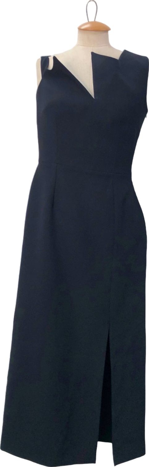 Filiarmi Black Asymmetrical Neck Midi Dress UK 8