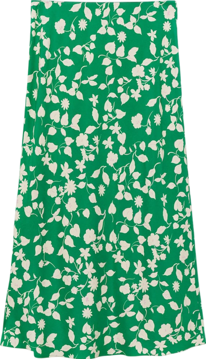 MANGO Green Printed Long Skirt UK S