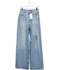 V by Very Light Blue Wide Leg Jeans With Rips - Mid Wash UK 8