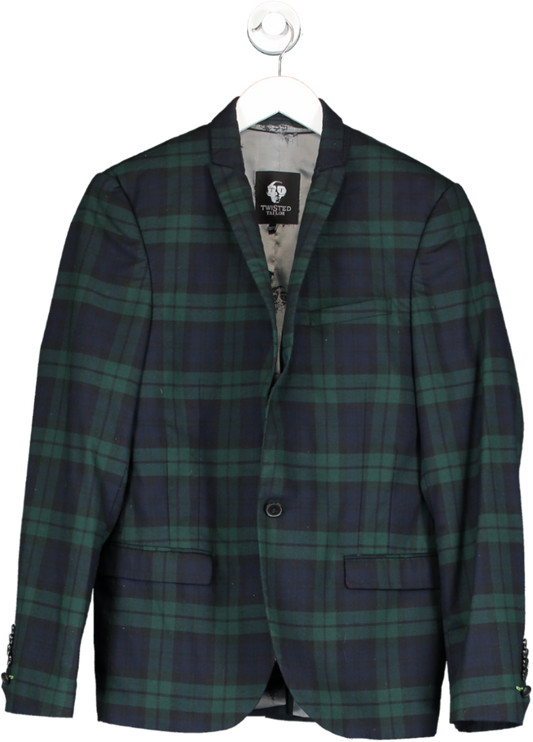 Twisted Tailor Green Ginger Skinny Fit Tartan Suit Jacket And Waistcoat UK 40" CHEST
