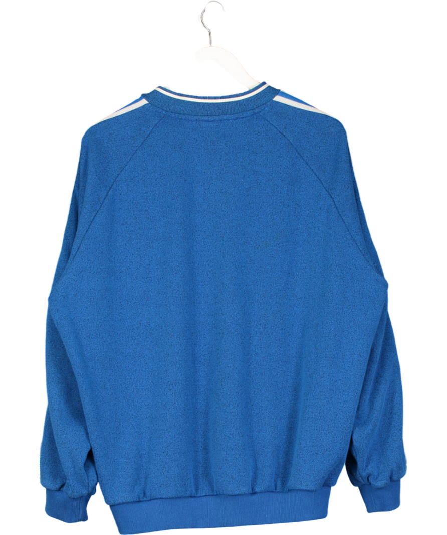 adidas Blue V Neck Three Stripe Sweater UK M